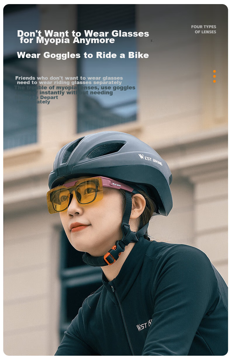 WestBiking Cycling Glasses with Smart Color-Changing Lenses for Nearsightedness, Day And Night Use, Flip-Up Design, Windproof Outdoor Goggles for Men And Wome 9