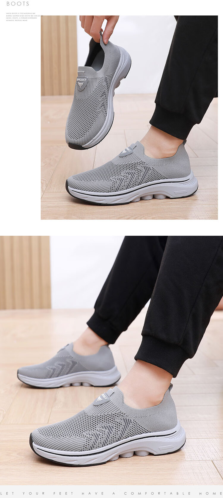 Anglerfish Old Beijing Cloth Shoes Women's Summer Breathable Mesh Slip-On Walking Shoes A6008 Gray Size 38 18