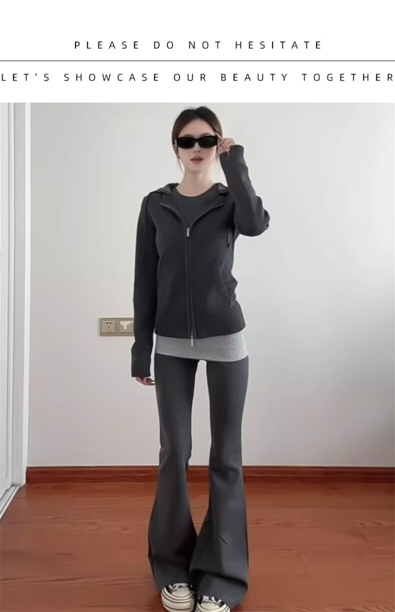 LangSha Spliced Fake Two-Piece Flared Pants Women Autumn 2025 New High-Waist Casual Slimming Sports Yoga Pants 6