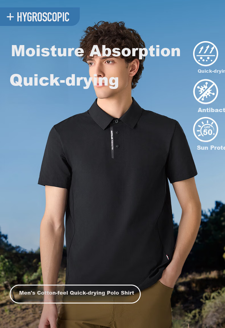 NORTHLAND Men's Moisture-Wicking Quick-Dry Polo Shirt, Outdoor Sun Protection, Elastic Antibacterial Collared Short-Sleeve T-Shirt for Me 1