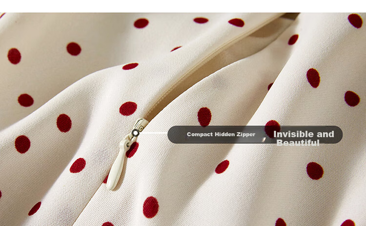 Sentubila French-Style Dress for Women, Summer Square Neckline, Ruched Sleeves, Vintage Polka Dot, Pleated Slit A-Line Skirt 23
