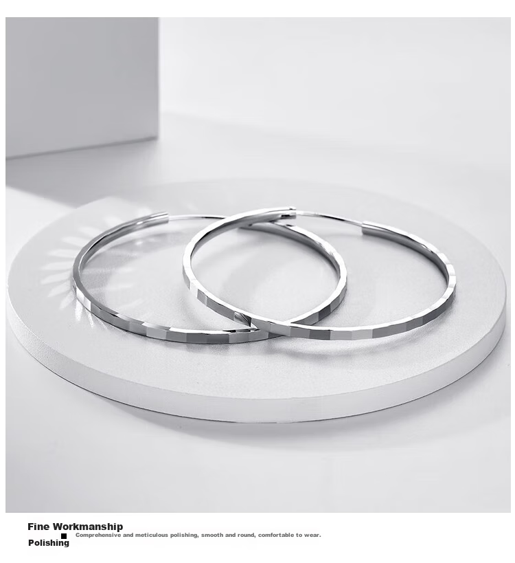 Dijing Large Hoop Earrings for Women, 990 Sterling Silver Ear Hoops, Round Earrings, European And American Style, Exaggerated Luxury Jewelry 9