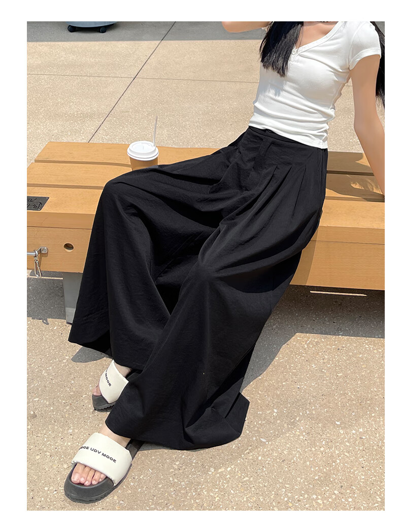 LangSha High-Waisted Casual Skirt Pants, Summer Lightweight Straight-Leg Draping Slimming Wide-Leg Pants, Flowing A-Line Skirt Casual Trousers for Wome 18