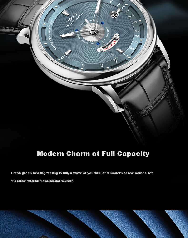 LOBINNI Men's Mechanical Watch, Luminous Casual Waterproof Back-Transparent Wristwatch for Men 18087 4