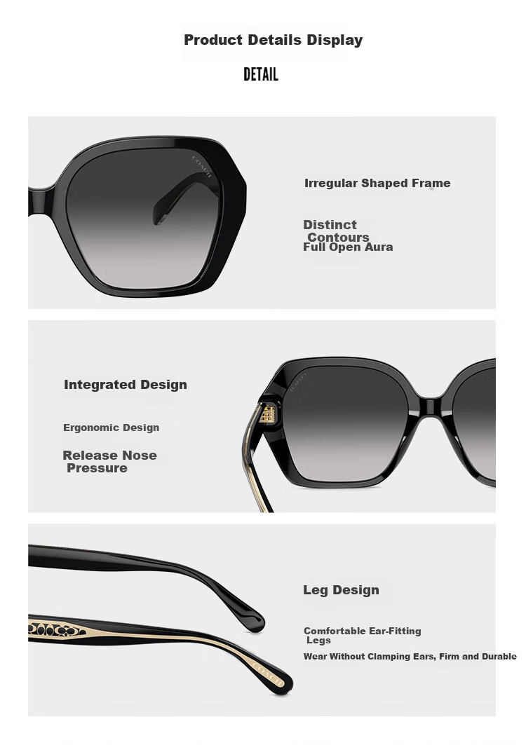 COACH Full-Frame Fashionable And Stylish Women's Sunglasses, Face-Slimming Effect, Gift-Giving, Authentic Product, 0HC8404U50023C56 3