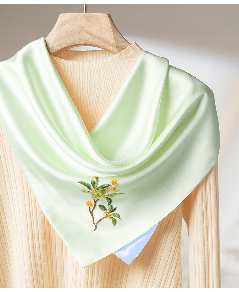 Zhijinlou Suzhou Embroidery Silk Scarf for Women, Mulberry Silk Handmade Embroidered Scarf, Floral Pattern Scarf, Gift for Mom's Birthday Or Mother's Day 5