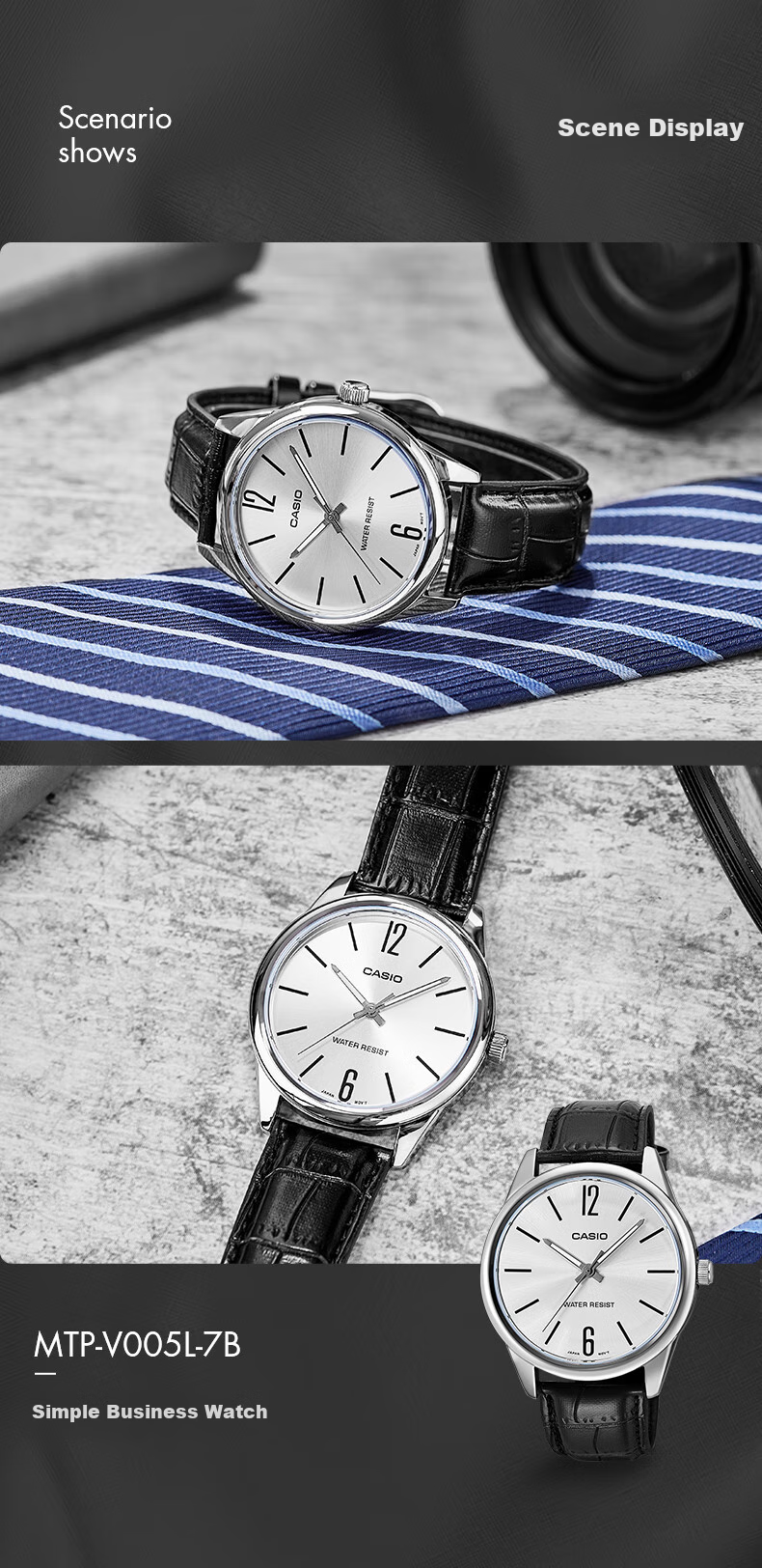 CASIO Business Casual Quartz Watch, Water-Resistant Men's Watch [Valentine's Day Gift] MTP-V005L 4