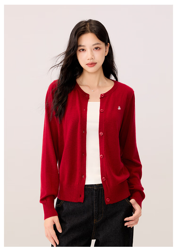 RA&RN / Aiqi Ruyu Autumn New Slimming Solid Color Wool Knit Cardigan Jacket for Women, Elegant 7