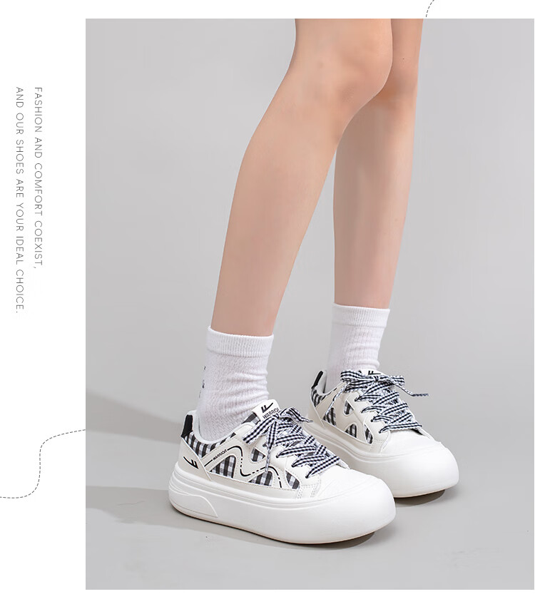 Warrior Women's Thick Sole Versatile Cute Shoes Spring Autumn Popular Casual Student Sports Sneakers, Beige Black, Size 38 8