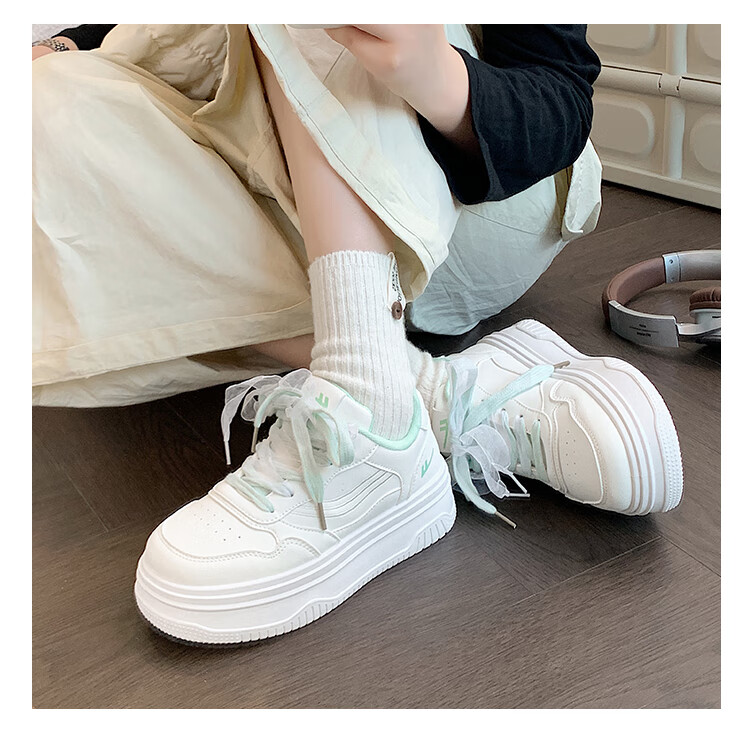 Warrior Women's Fresh Style Casual Platform White Sneakers, Pink White, Size 38 15