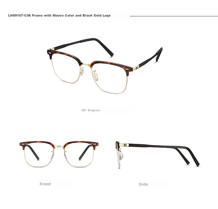 LOHO Thin Steel Series | Ultra-Light Myopia Glasses, Brow Frame Semi-Rimless, Blue Light Blocking, Professional Prescription Available, Men's Eyeglasses 20