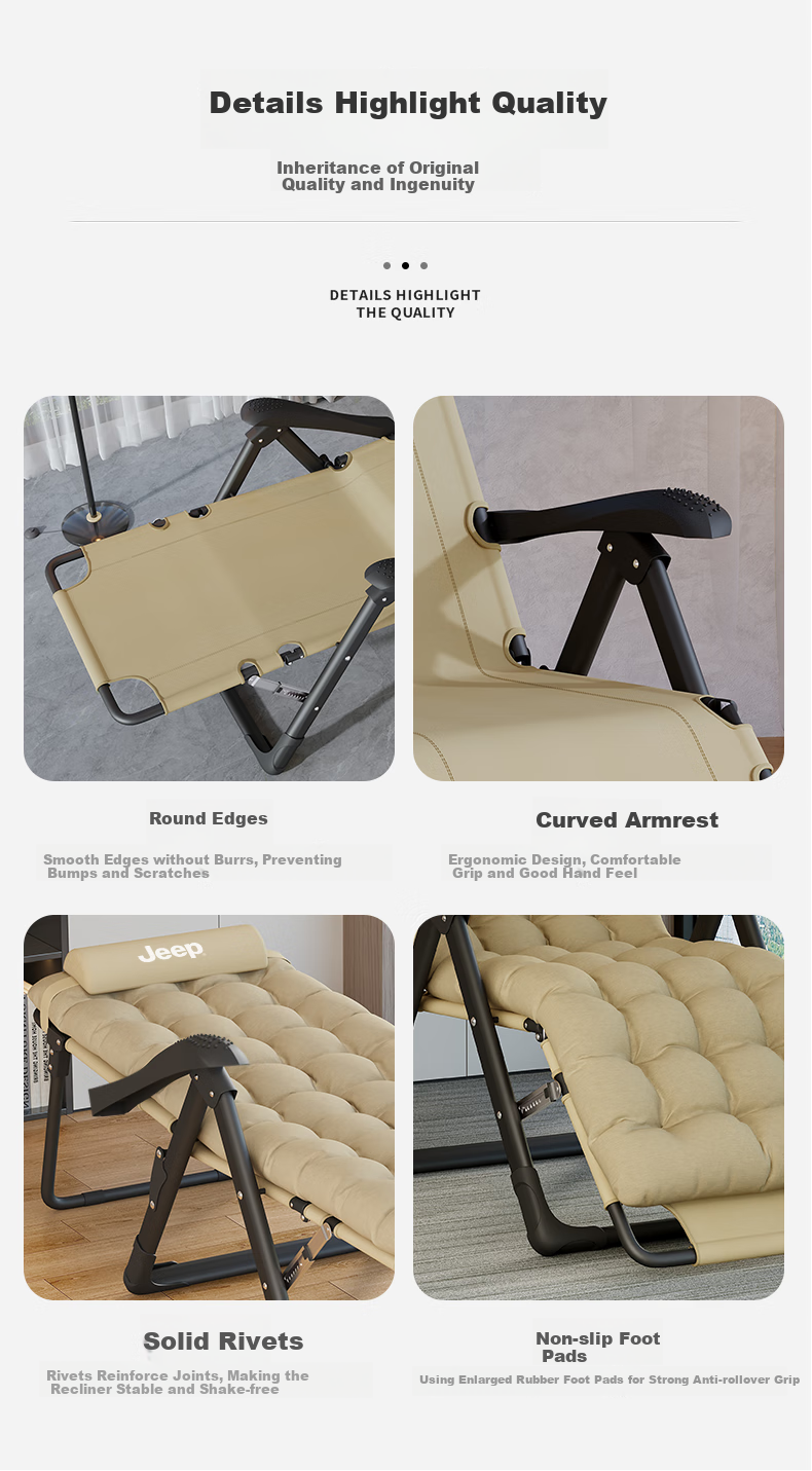 JEEP Folding Bed Lounge Chair Office Nap Bed Single Bed Nap Folding Chair Accompanying Bed Camp Bed Thickened Cotton Pad 9