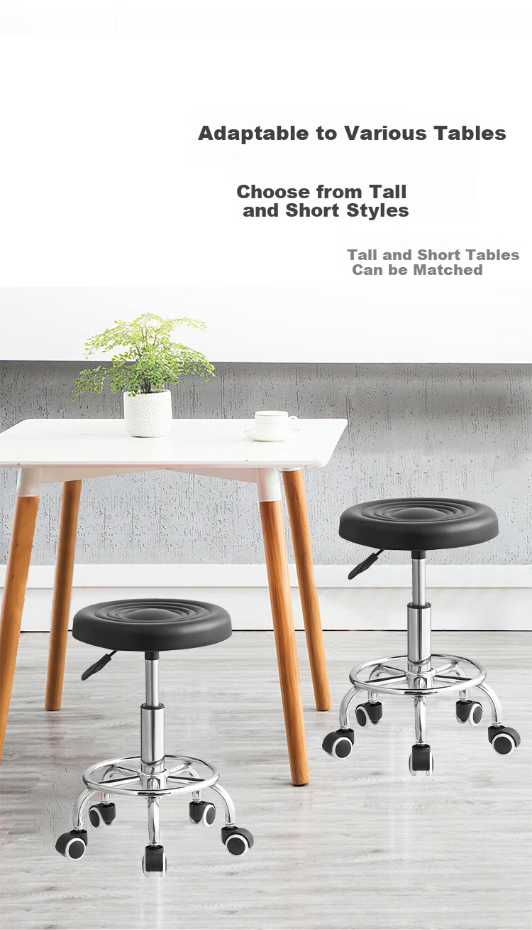 Yiman Bar Stool, Office And Home Use, Height Adjustable, Swivel, Omnidirectional Wheels, Casters 6