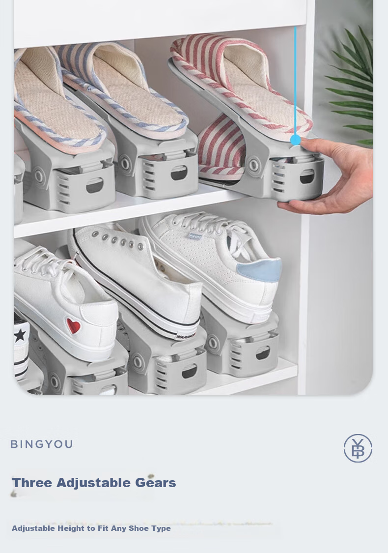 Bingyou Space-Saving Shoe Rack, 10-Pack, Adjustable Shoe Storage Organizer, Shoe Shelf with Dividers, Shoe Cabinet Organizer Rack 5