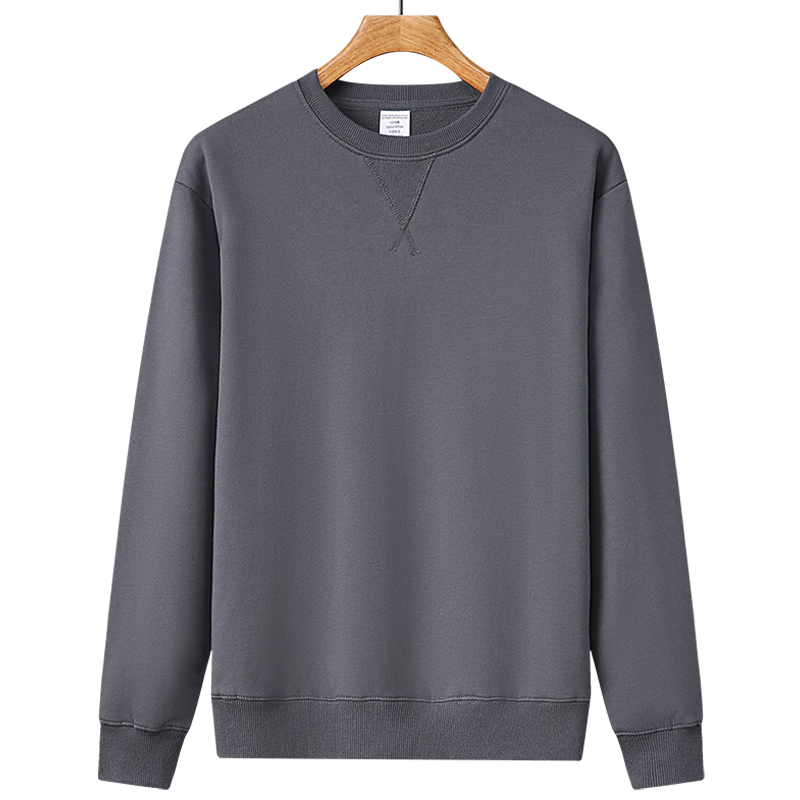 ROMON Men's Pure Cotton Sweatshirt Spring and Autumn Classic Solid Color Crew Neck Casual Loose Pullover Long Sleeve Shirt