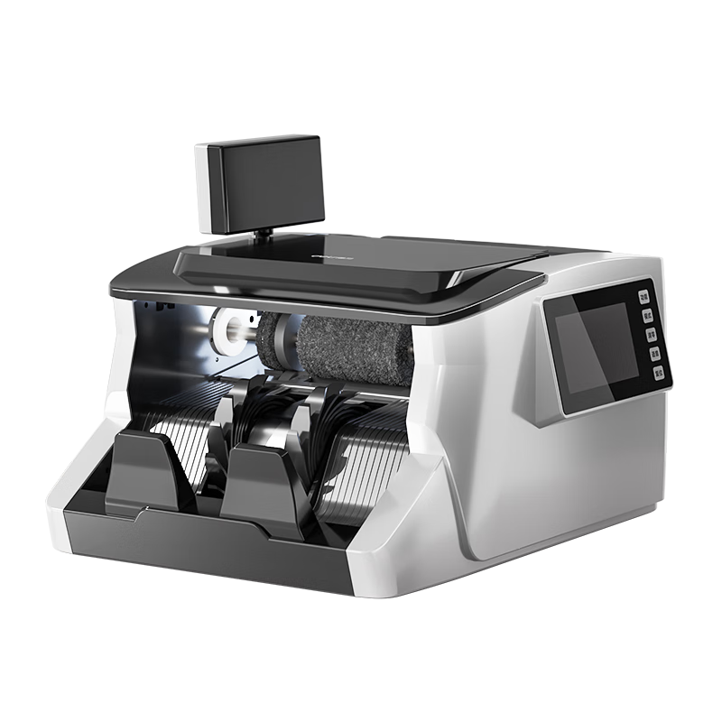 Deli Cash Register And Money Counter Supports New RMB, Compact Portable Commercial Bank-Grade Cashier Payment System with Three Screens And Voice Function 3923