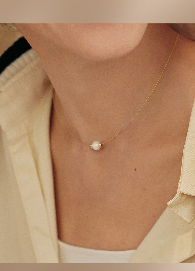HEFANG Jewelry Floating Pearl Necklace Collarbone Chain Birthday Gift [520 Valentine's Day Gift] for Girlfriend 3