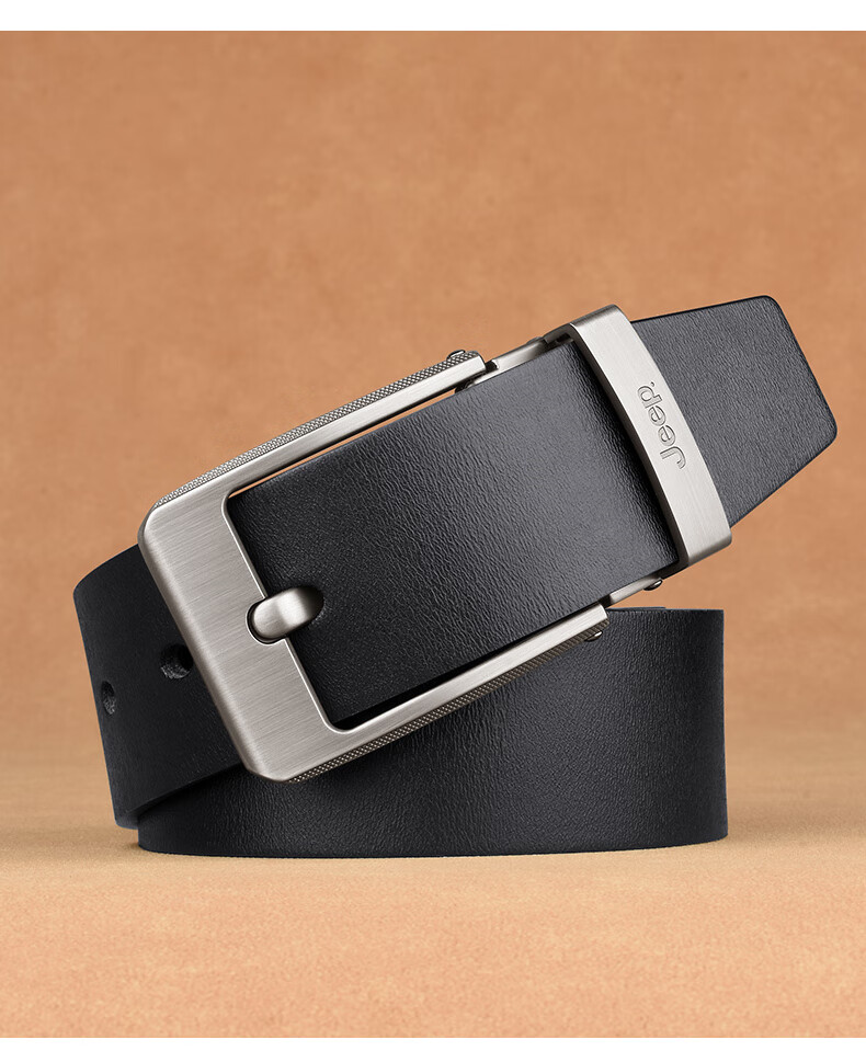 JEEP Men's Leather Belt, Business Pin Buckle Casual Waistband, Young People's Trouser Belt, Birthday And Holiday Gift for Boyfriend, Husband, Father 1