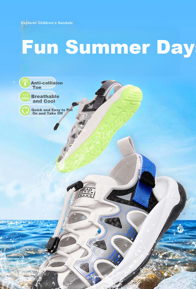 TOREAD Flagship Children's Sandals for Boys And Girls, Big Kids' Summer Shoes, Non-Slip Closed-Toe Beach Shoes, Premium Gray-Green Color, Size 32 1