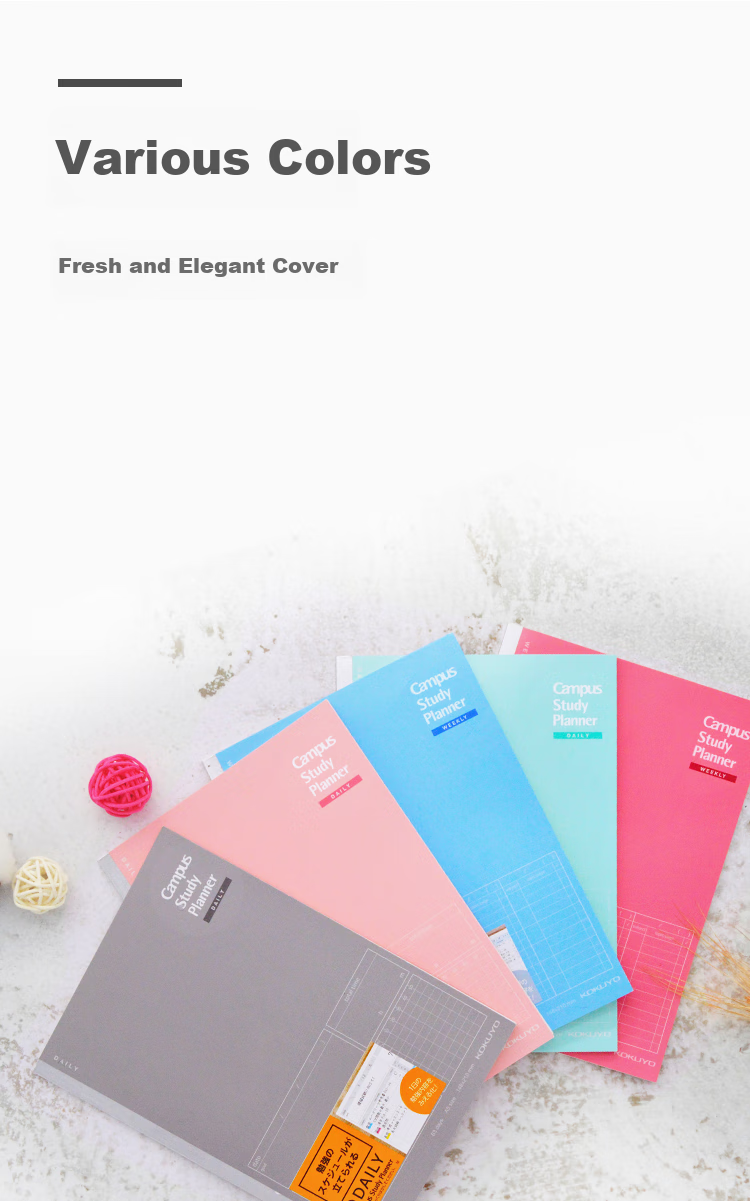 KOKUYO Imported Notebook, Study Planner, Weekly Schedule Book, B5/27 Sheets, Pink, 1 Pack, NO-Y80MW 3