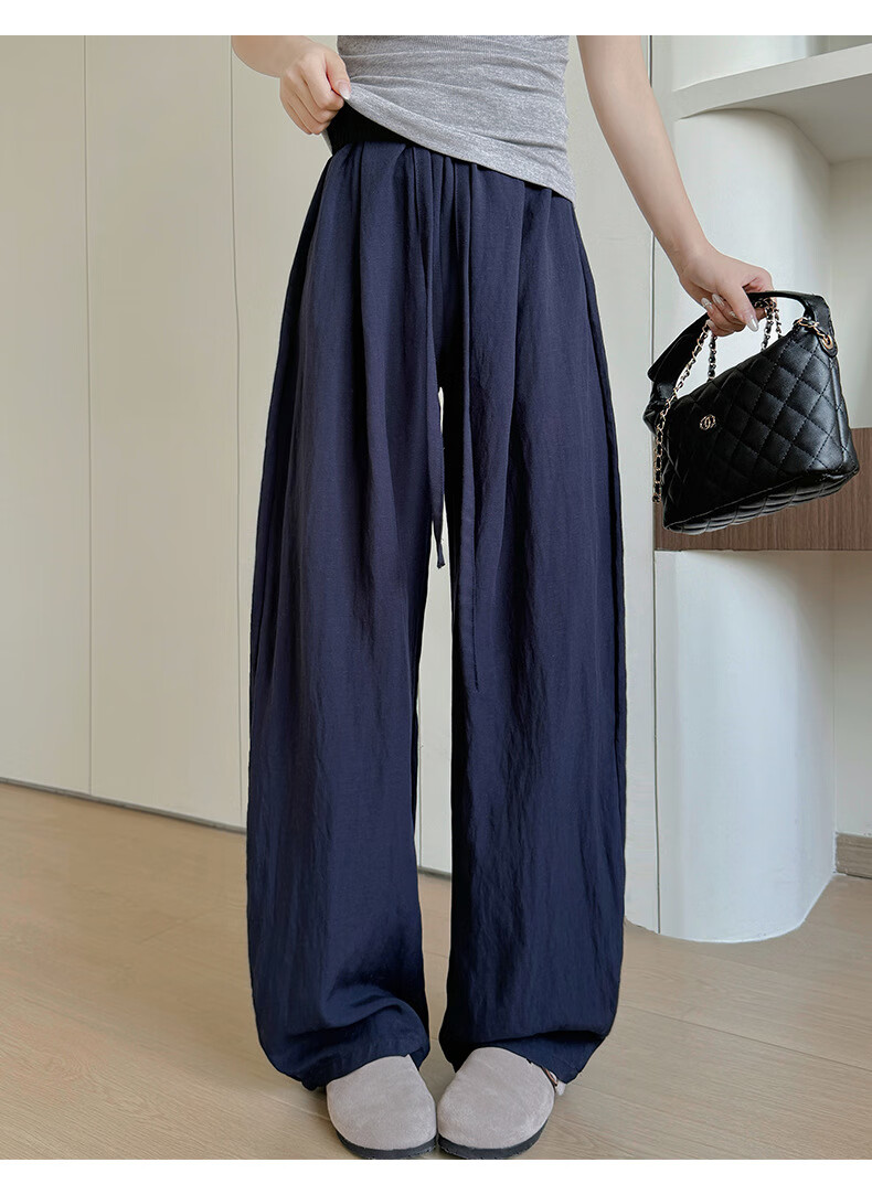 Langsha Tencel Linen Wide-Leg Pants for Women Summer 2026 New High-Waist Slimming Draped Loose Casual Curved Cut Pants 15