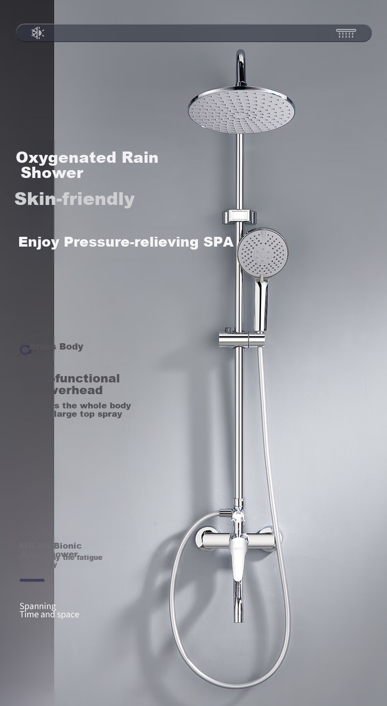BSITN Shower Set with Integrated Copper Mixing Valve, Bathroom Shower System with Pressure-Increasing Shower Head, Complete Set in Bright Silver B1047 1