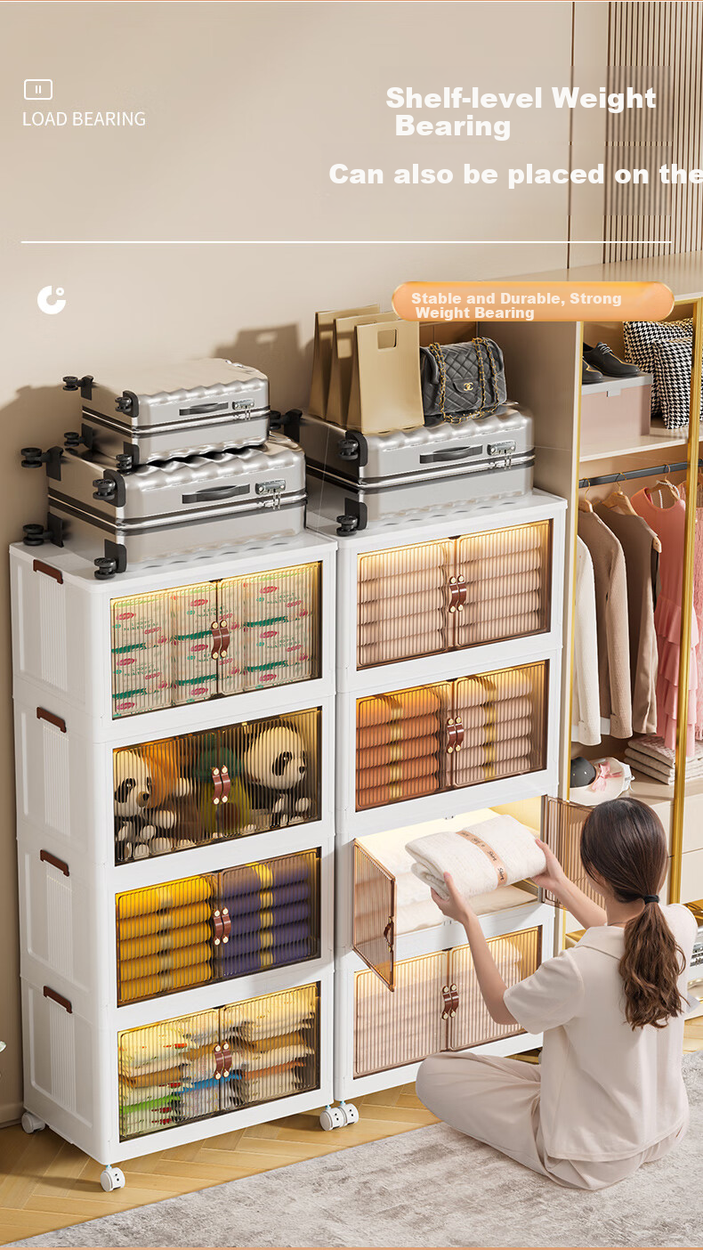JEKO&JEKO No-Installation Storage Cabinet, Toy Organizer, Children's Wardrobe, Storage Shelf, Storage Box, 60cm Width, Three Layers 3