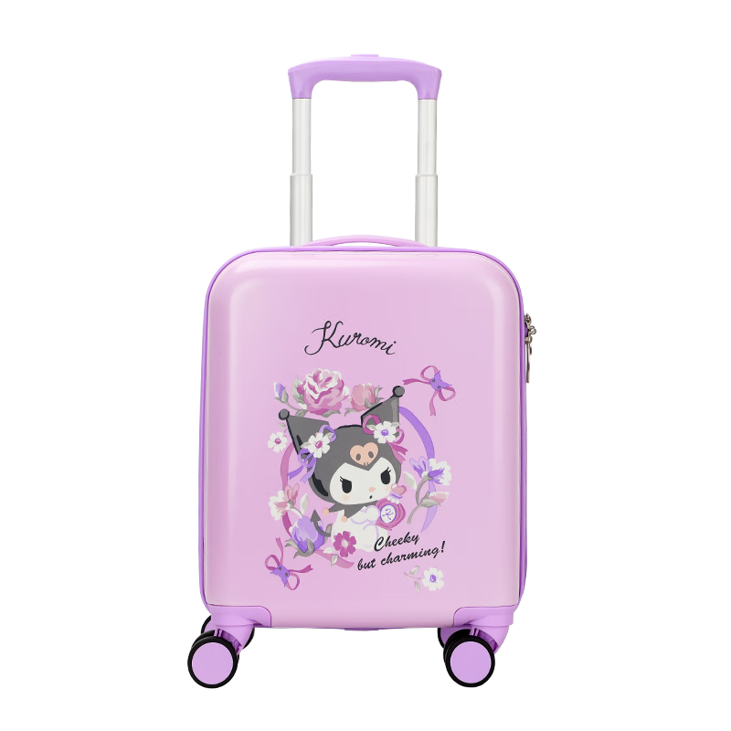 Mesuca X Kuromi Children's Luggage, 16-Inch Trolley Suitcase, Travel Case, Carry-On Luggage, Small Suitcase