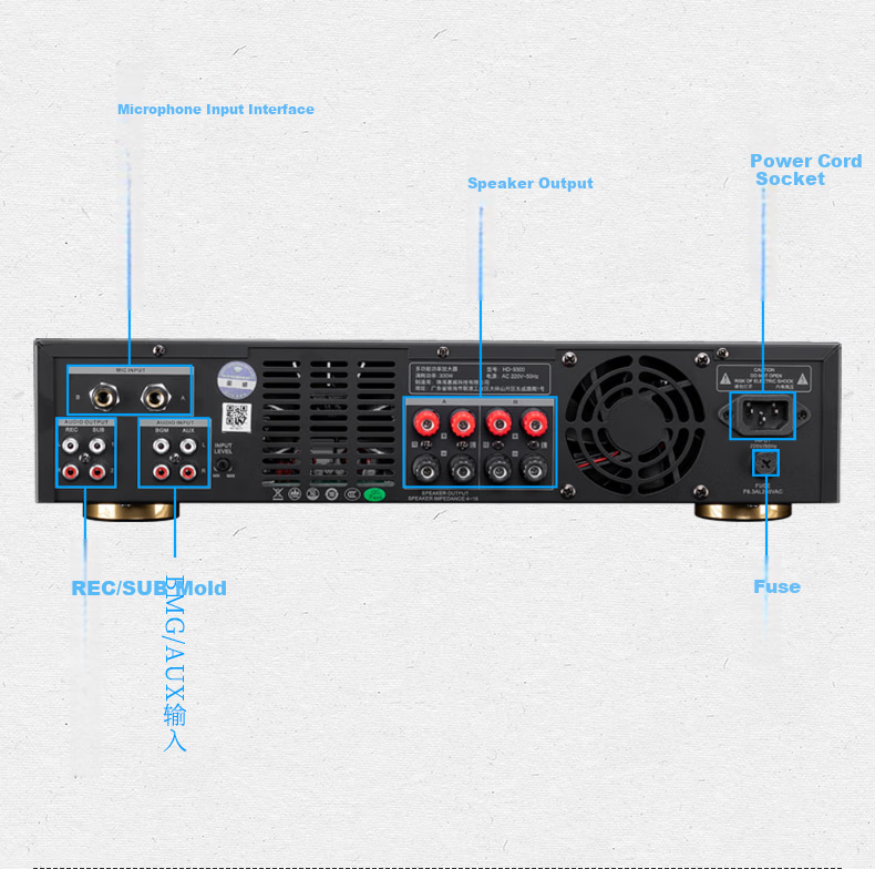 HiVi HD-9300 Karaoke Amplifier, Home Theater KTV Speaker Power Amplifier, High-Fidelity HIFI Integrated Reverb, Anti-Howling 7