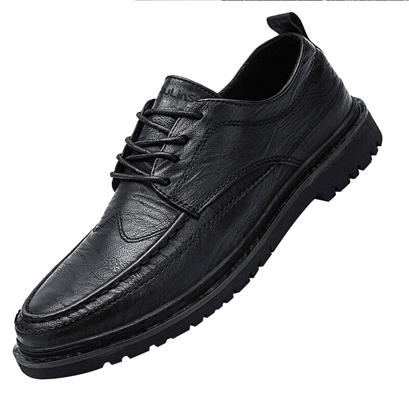 MULINSEN Men's Shoes, Business Formal Casual Shoes, Soft Upper And Sole, Small Leather Shoes, Black, Size 39, 2901