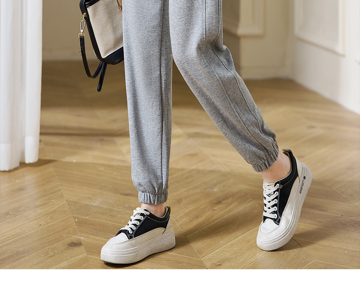 Chushen Women's Casual Pants with Elastic Waist, Versatile Slimming Effect, Pockets, Casual Tapered Leg Sweatpants Sports Pants S143K2006 4