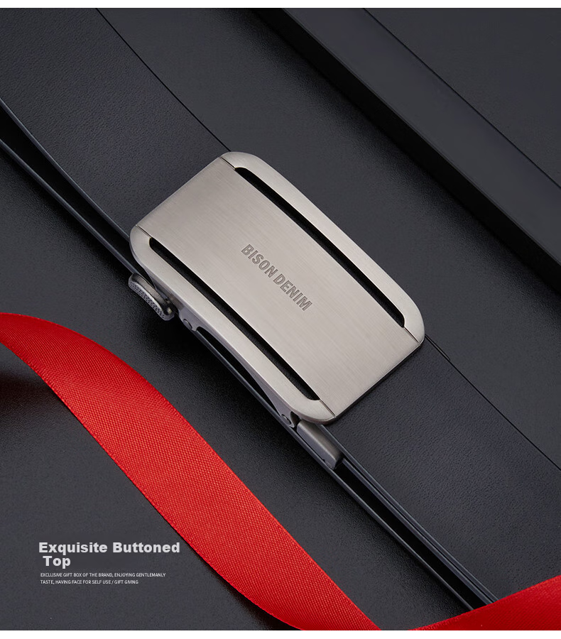 Meizhouyeniou Men's Belt, Top-Grain Leather, Automatic Buckle, Business Belt, Gift Box Packaging, Birthday Gift for Boyfriend 11