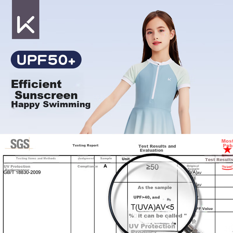 Keep Children's One-Piece Swimsuit for Girls, Big Kids Sun Protection Conservative Professional Swimwear, Mint Green, Size 8