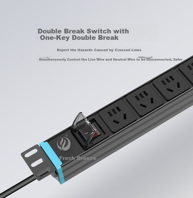 Kyfen PDU Desktop Gaming Cabinet Socket, 8-Port Master Control, 10A Overload Protection, 42mm Large Spacing, Aluminum Alloy Shell, Power Supply for Cabinet, 1.8 Meters 6