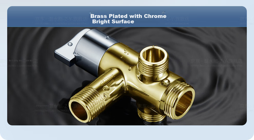 Submarine F2404, One-In Three-Out Angle Valve, Four-Way Thickened Brass Chrome-Plated Ceramic Valve Core, Double 4 Points Single 6 Points Outlet 5