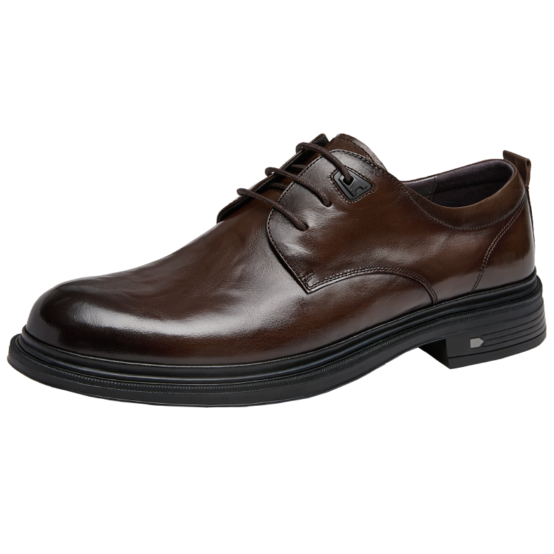 CAMEL Leather Casual Comfortable Commute Derby Wedding Business Formal Dress Shoes for Men G15A213003 Brown 43