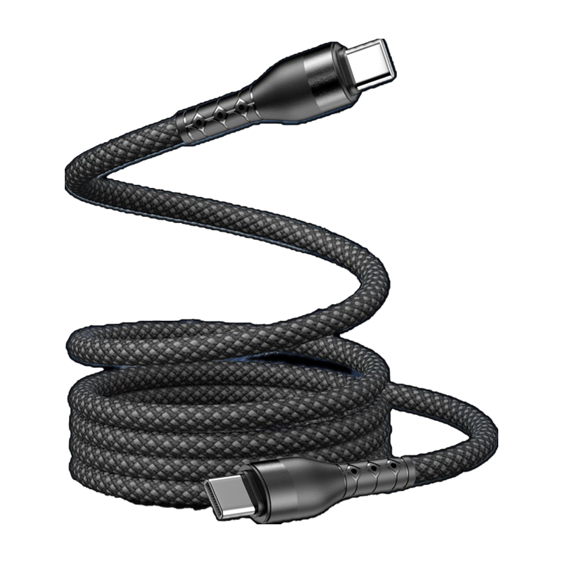 Jinling Shengbao Magnetic Type-C to Apple Dual-Head 60W Fast Charging Data Cable for iPhone 15 Pro Max, iPad, Huawei, 1m Starry Black