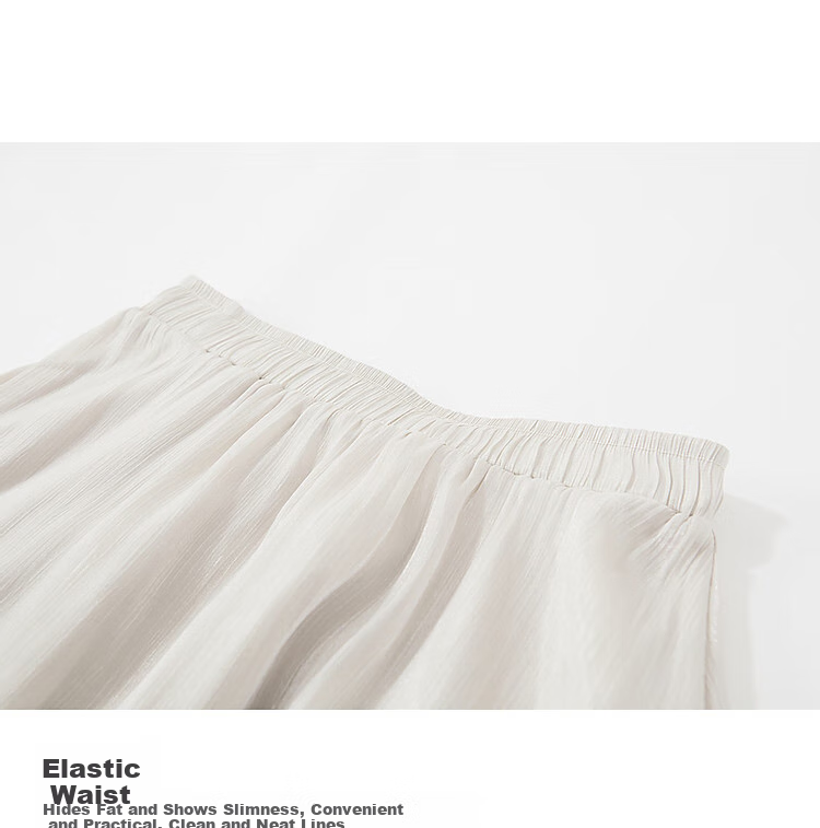 Dme [Pearl Mermaid] Summer French Fairy Smooth And Delicate Elastic Waist Midi Skirt for Wome 5
