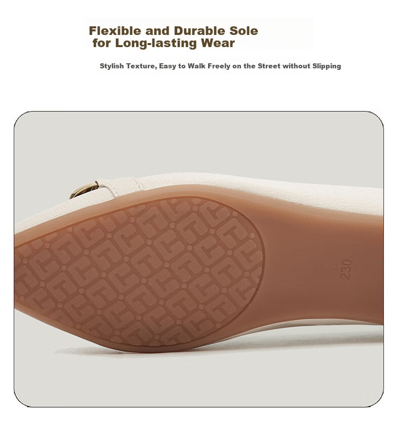 DAPHNE Flat Shoes Soft Sole Fashionable Women's Single Shoes Professional Commuter Women's Shoes Pointed Toe Loafers 4623101057 Beige 35 5
