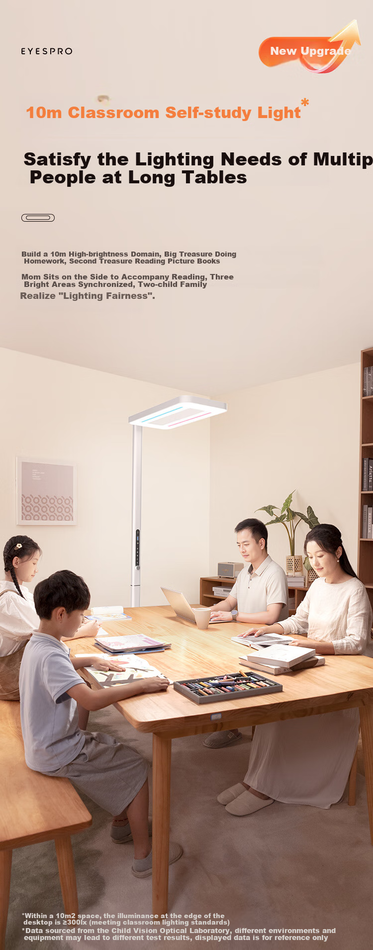 Haishibao Red Light Eye Protection Floor Lamp, Full Spectrum Children's Study Smart Floor Lamp, E5B-140W with Installation Included 11