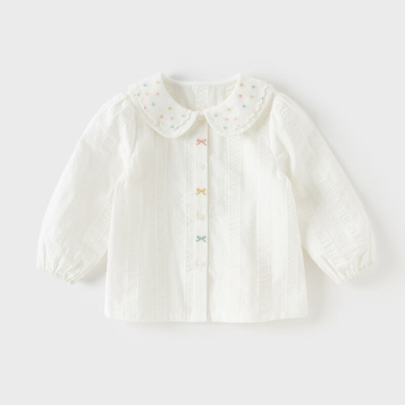 DAVE & BELLA Girls' Long-Sleeve Shirt, Baby Cotton Blouse, Autumn Wear, Children's Stylish Base Layer Top