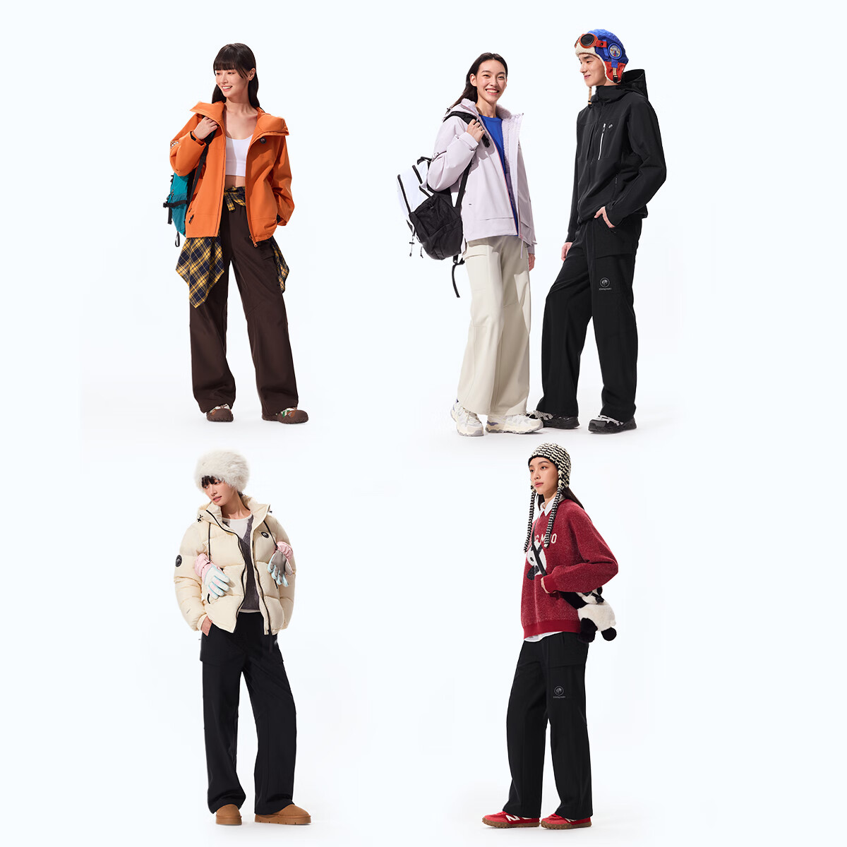 Panda Camel Series Softshell Pants Unisex Water-Repellent Durable Hiking Straight-Leg Trousers Autumn 9227, L