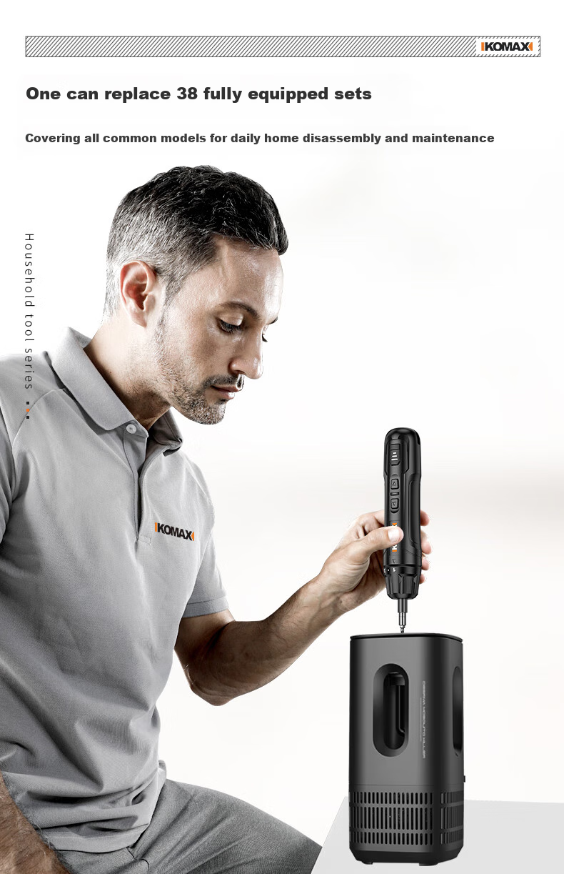 KOMAX Electric Screwdriver, Household Small Rechargeable Electric Screwdriver, Electric Drill Driver Tool Set, Mini Automatic Screwdriver 9