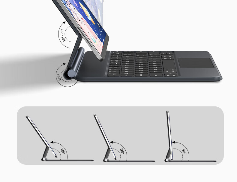 B.O.W Hangshi HA354 2025 New iPad Magic Keyboard for 9th Gen, Compatible with Apple Air 5/4, Magnetic Floating Protective Case, Five-Level Backlight Integrated, Black 25