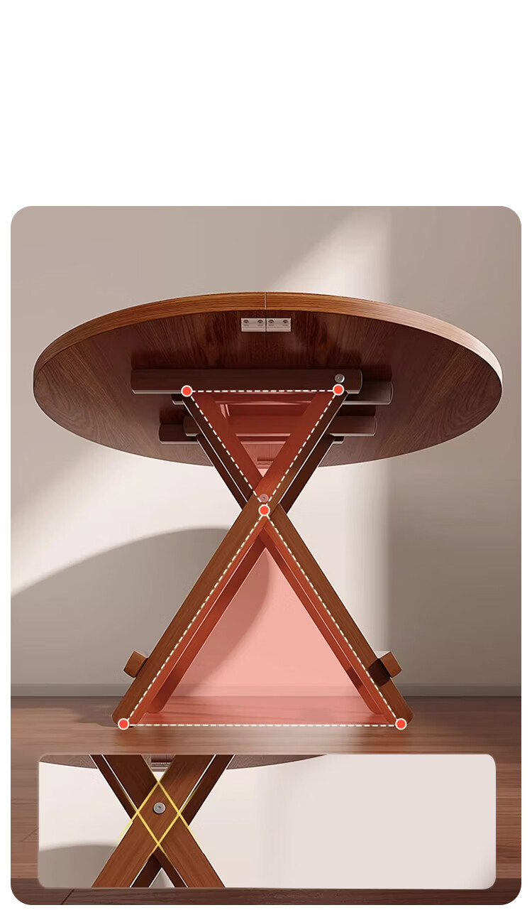 Yupin Foldable Round Dining Table, Simple Home Dining Table for Small Apartments, Outdoor Living Room Table And Chairs CJ123 Square Table Walnut 80 8