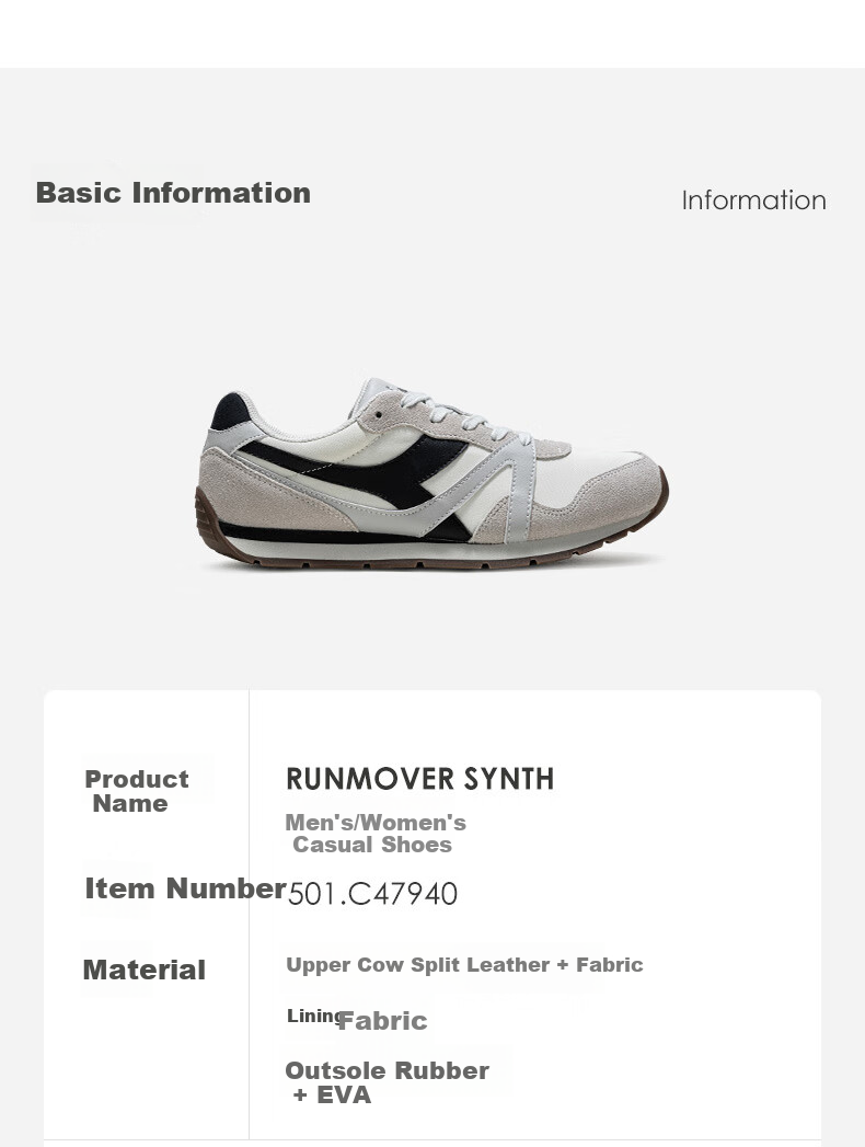 Diadora Unisex Casual Runmover Synth Sneakers Rock Ridge Gray/Obsidian Black/Snow White Size 42.5 Runs Small, Recommend Half Size Up 15