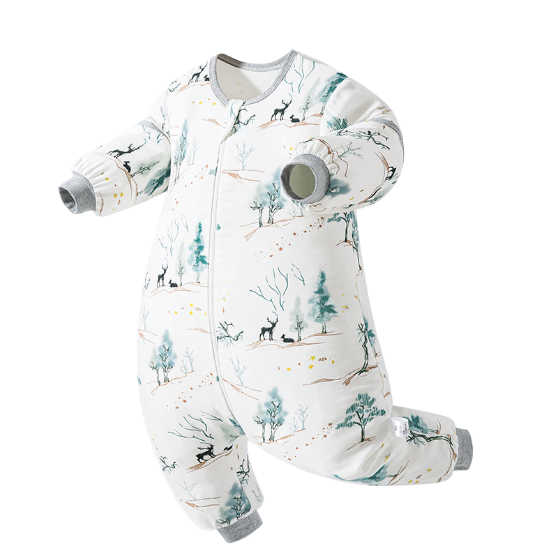 Nanjiren Baby Toddler Split-Leg Sleeping Bag Spring Autumn Bamboo Cotton Front 6 Back 4 Gauze Anti-Kick Quilt Pajamas Size 120