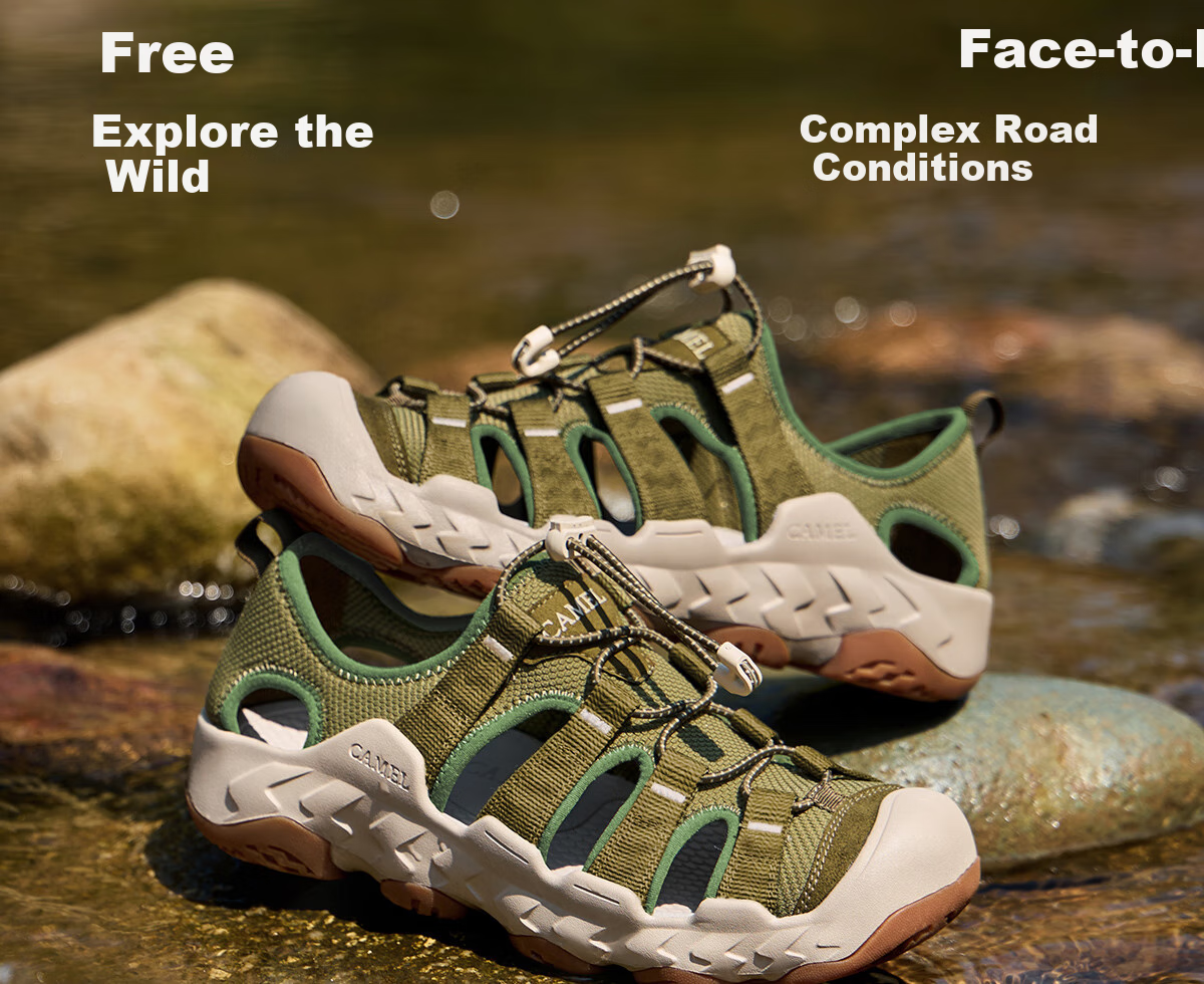 CAMEL Slip-On Shock-Absorbing, Non-Slip, Anti-Collision Lightweight Outdoor Stream Trekking Sandals for Men G15M380022 Light Green 40 21