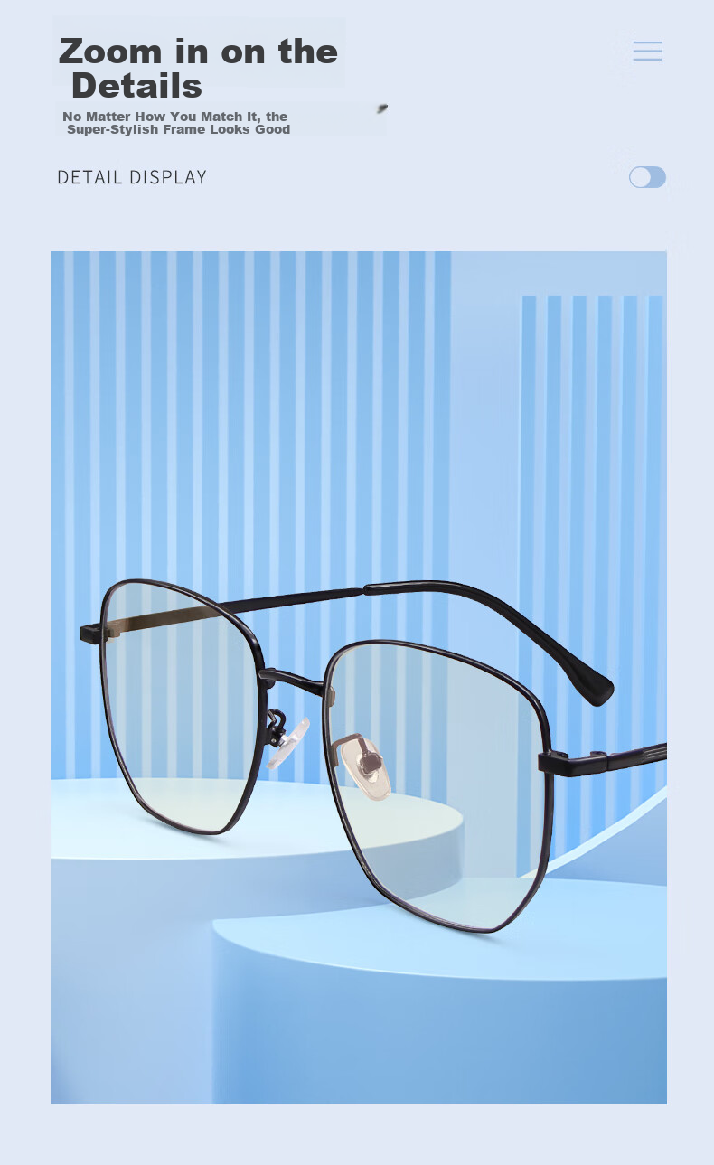 Quark Anti-Blue Light Glasses, UV Protection, Anti-Radiation, Anti-Glare, Non-Prescription Gaming Glasses for Men And Women T844C2 12