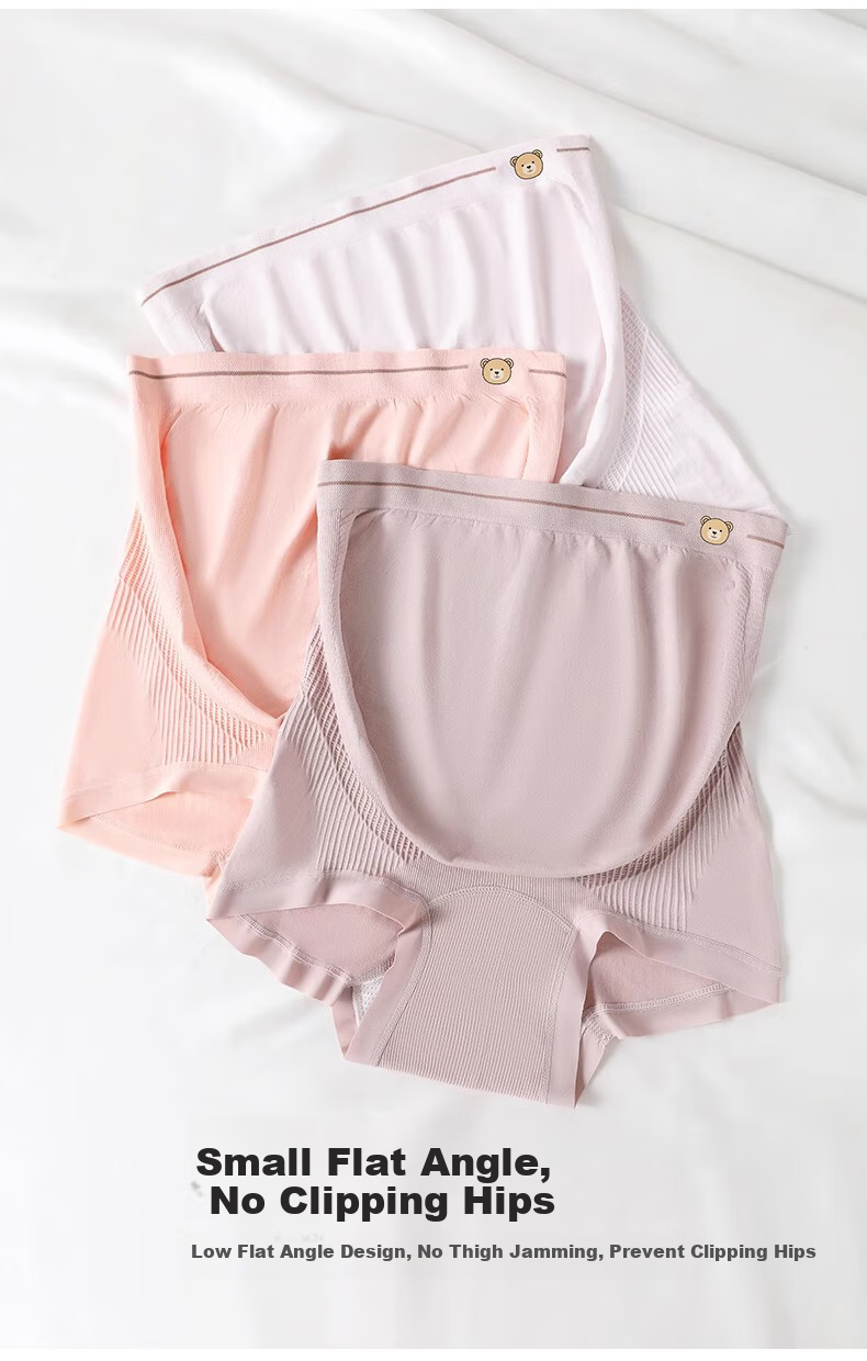 FENYE Maternity High-Waist Underwear with Extended Crotch for Late Pregnancy, Seamless Large-Size Thin Boxers 1